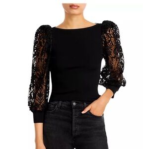 Alice + Olivia Black Ribbed Top